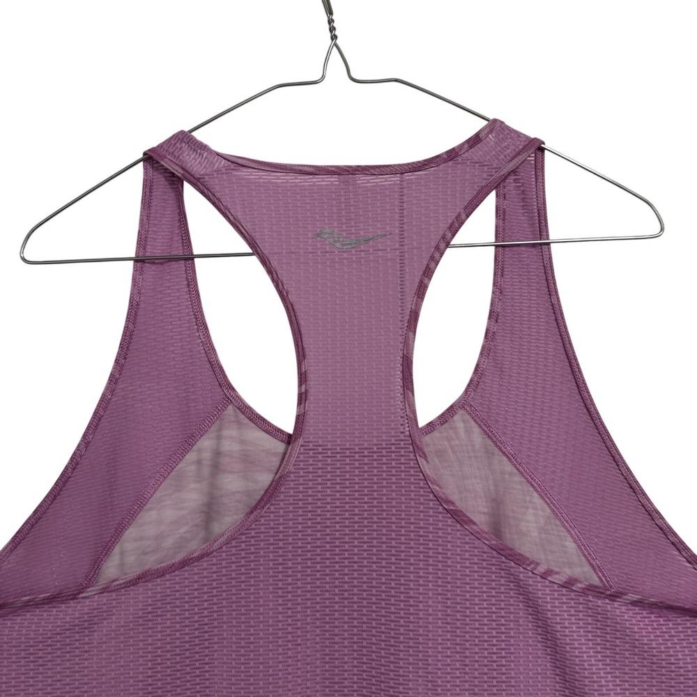 Saucony Womens Racerback Tank Top Purple Swirl Athletic Workout Gym Size L - Picture 11 of 12